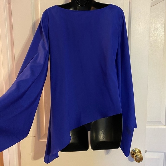 “BEBE” Brielle Bell Sleeve Asymmetrical Blouse - Picture 9 of 12